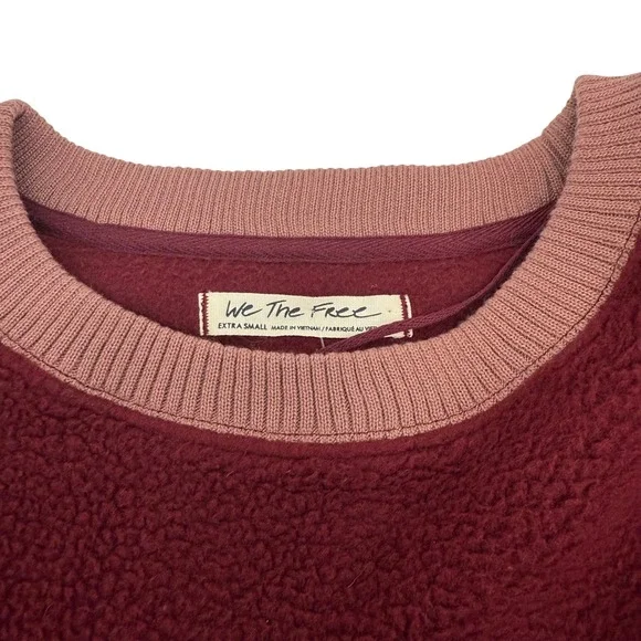 We The Free Cozy Camden Sweatshirt Fuzzy Fleece Mulberries Balloon Sleeve XS - Picture 7 of 8